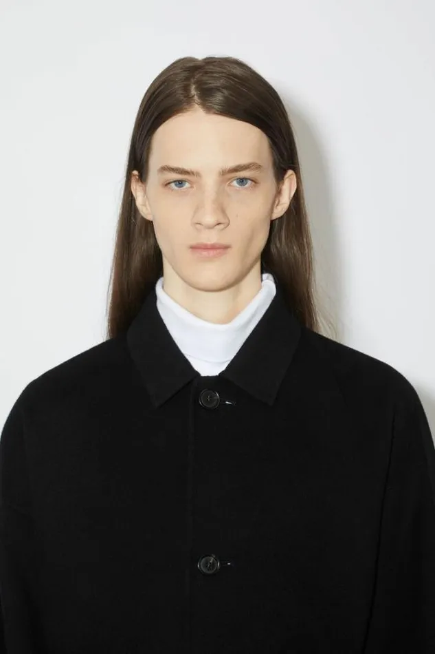 Acne Studios Outerwear Man Singlebreasted Belted Coat Black