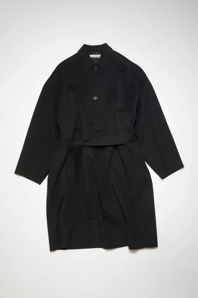 Acne Studios Outerwear Man Singlebreasted Belted Coat Black