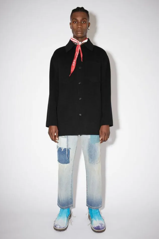 Acne Studios Outerwear Man Wool Shirt Jacket Black