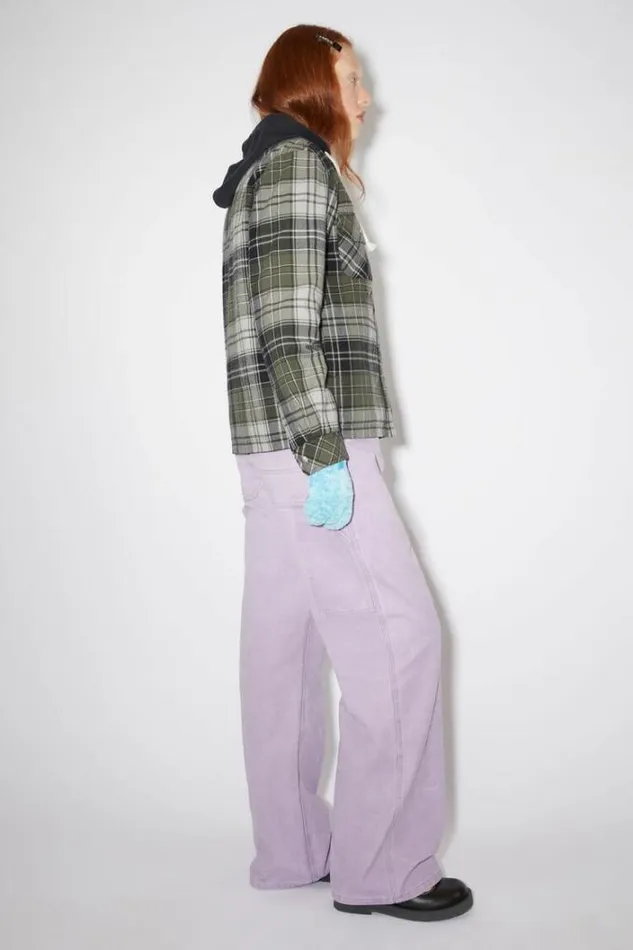 Acne Studios Outerwear Woman Check Hooded JacketUnisex GreyDark Green