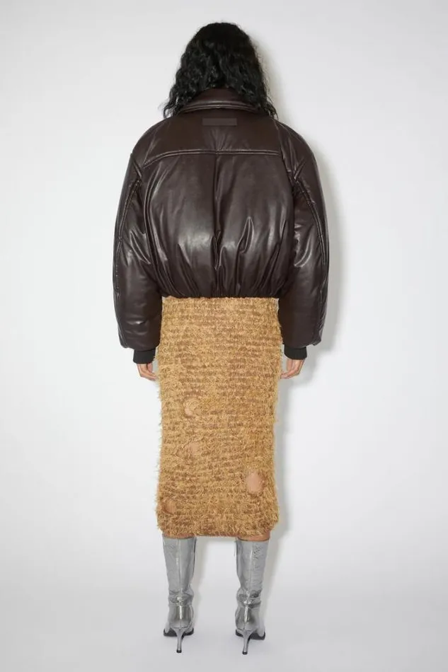 Acne Studios Outerwear Woman Coated Bomber Jacket Dark Brown