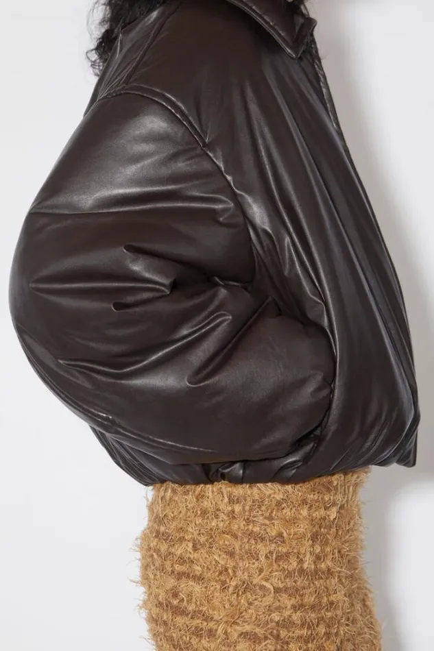 Acne Studios Outerwear Woman Coated Bomber Jacket Dark Brown