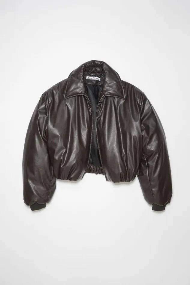 Acne Studios Outerwear Woman Coated Bomber Jacket Dark Brown