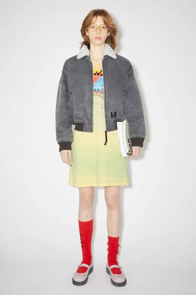 Acne Studios Outerwear Woman Cotton Canvas Bomber JacketUnisex Carbon Grey