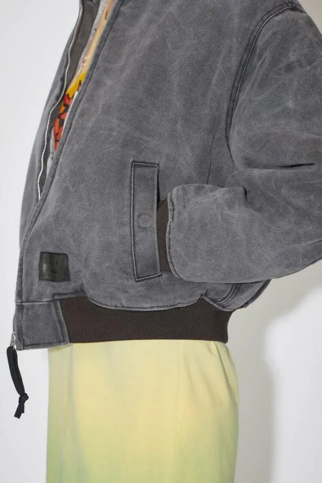 Acne Studios Outerwear Woman Cotton Canvas Bomber JacketUnisex Carbon Grey