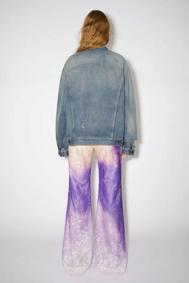 Acne Studios Outerwear Woman Destroyed Relaxed Denim Jacket 8211 Detroit Mid Blue