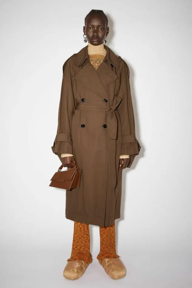 Acne Studios Outerwear Woman Doublebreasted Trench Coat Coffee Brown