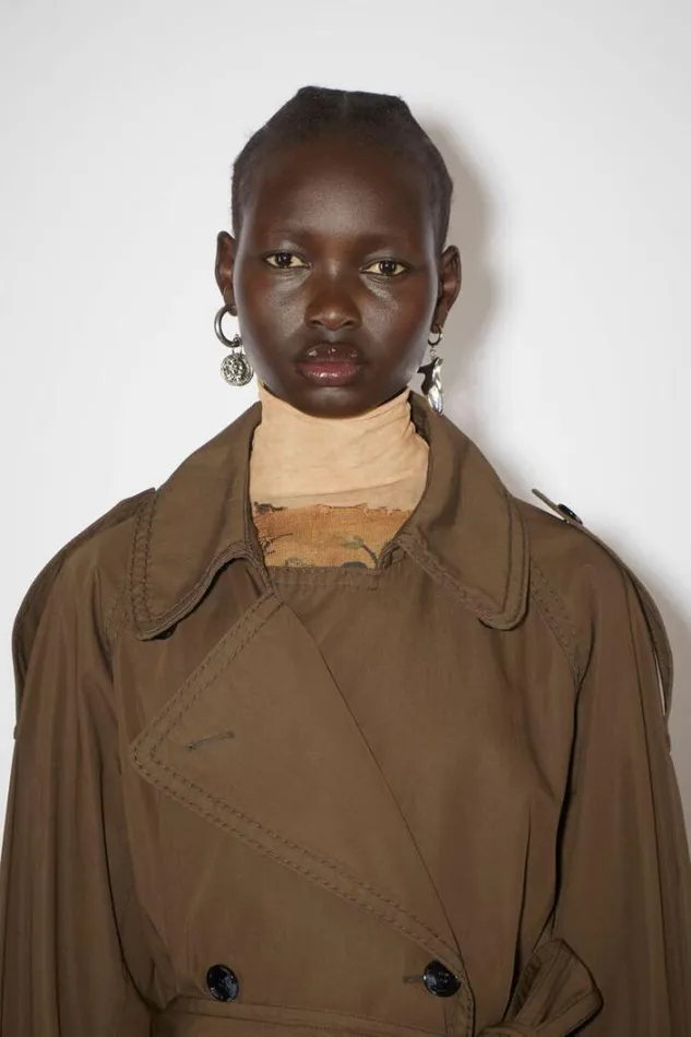 Acne Studios Outerwear Woman Doublebreasted Trench Coat Coffee Brown