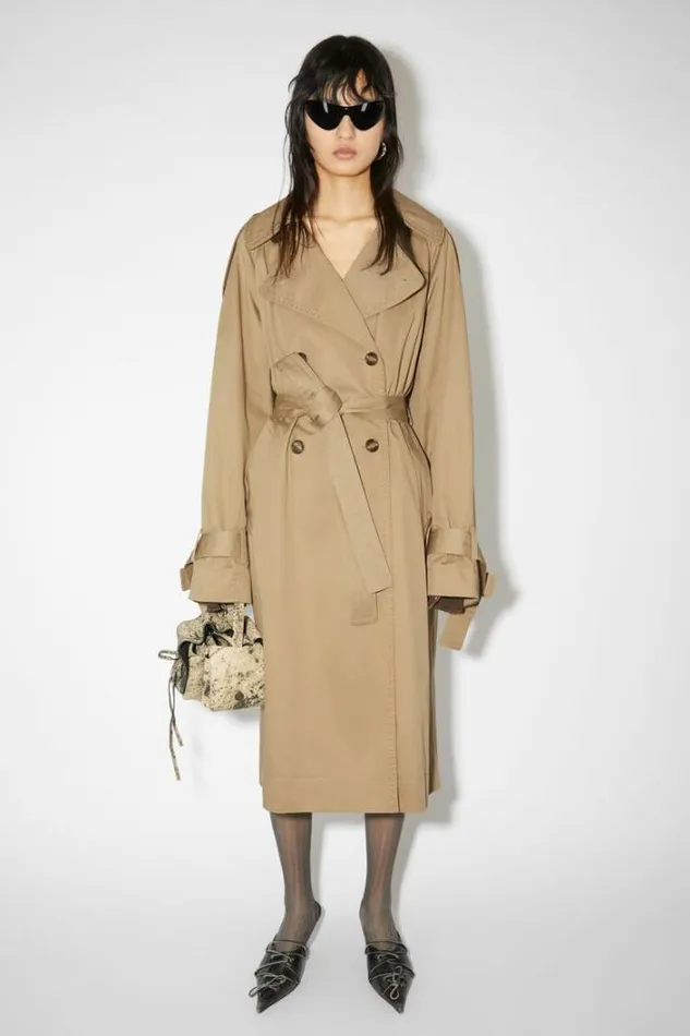 Acne Studios Outerwear Woman Doublebreasted Trench Coat Cold Beige