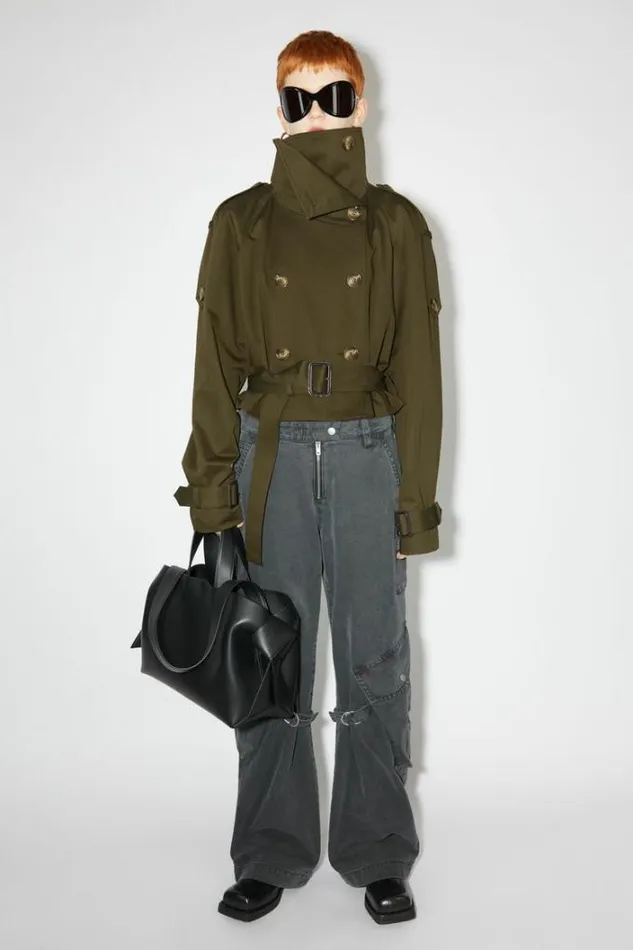 Acne Studios Outerwear Woman Doublebreasted Trench Jacket Military Green