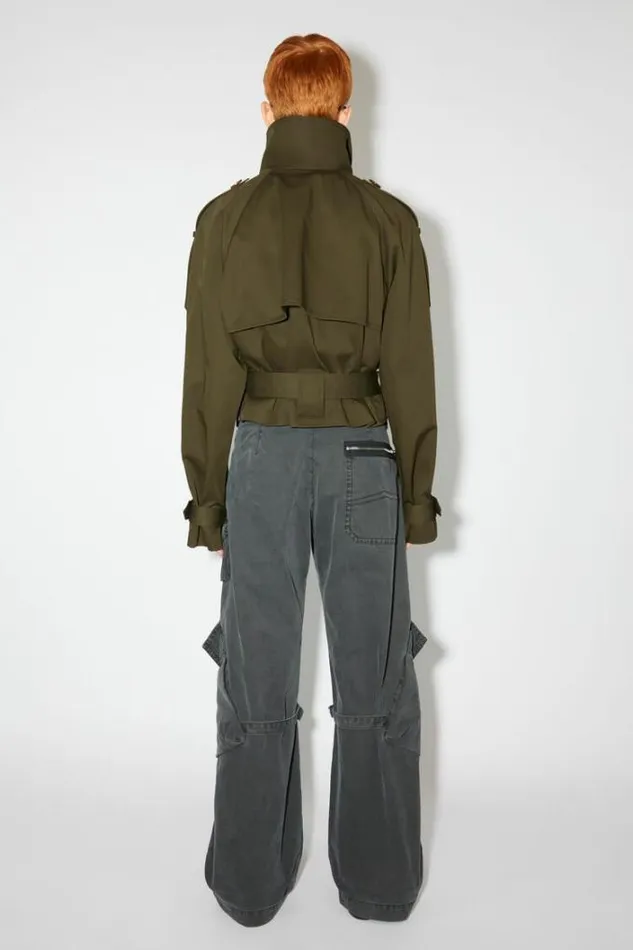Acne Studios Outerwear Woman Doublebreasted Trench Jacket Military Green