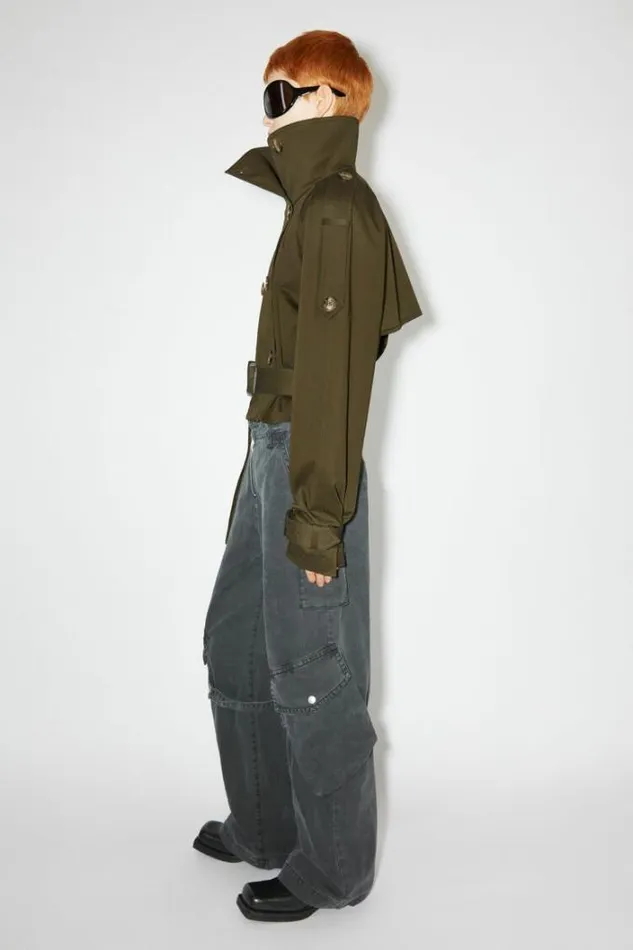 Acne Studios Outerwear Woman Doublebreasted Trench Jacket Military Green