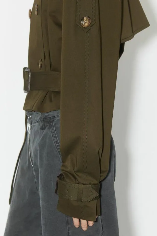 Acne Studios Outerwear Woman Doublebreasted Trench Jacket Military Green