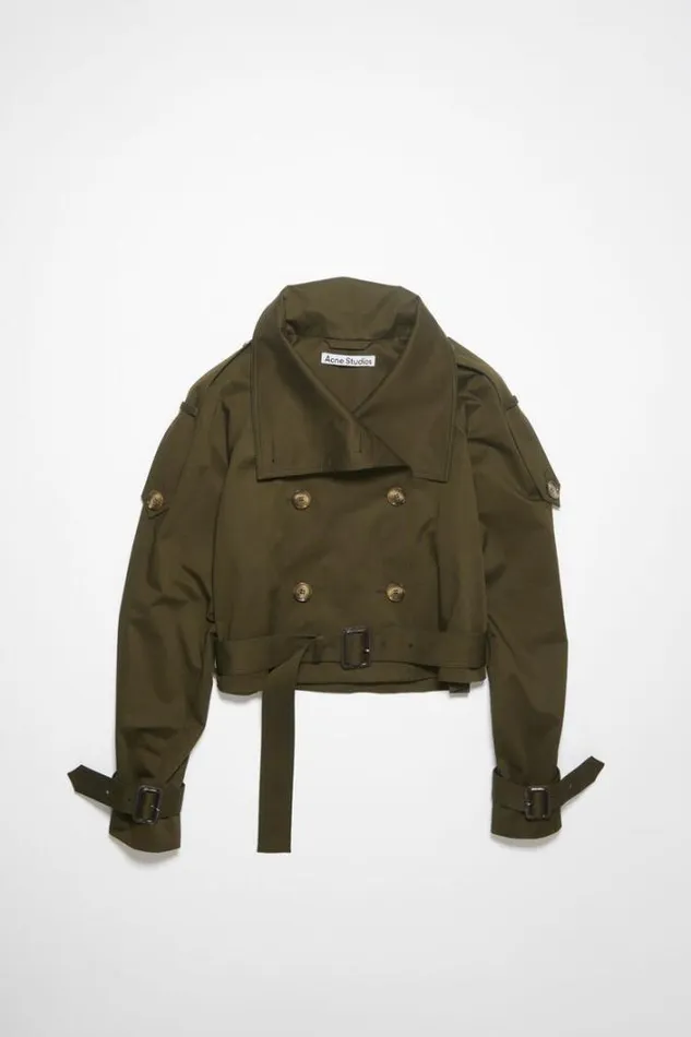 Acne Studios Outerwear Woman Doublebreasted Trench Jacket Military Green