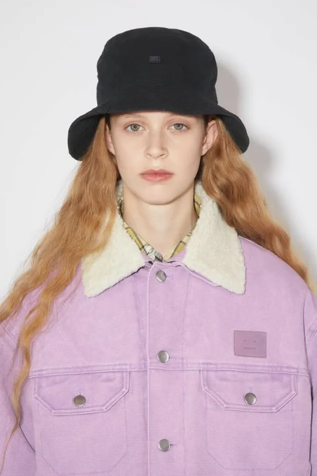 Acne Studios Outerwear Woman Face Logo Canvas JacketUnisex Smoky Purple