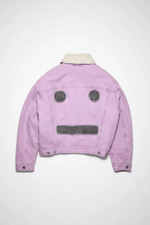 Acne Studios Outerwear Woman Face Logo Canvas JacketUnisex Smoky Purple