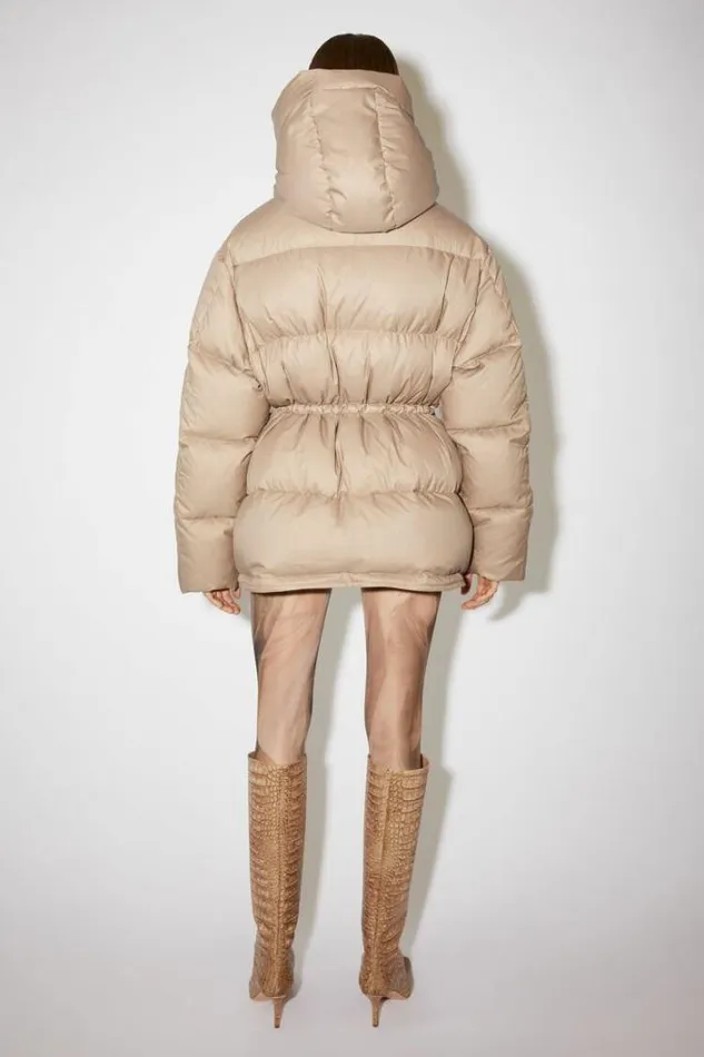 Acne Studios Outerwear Woman Hooded Puffer Jacket Mushroom Beige