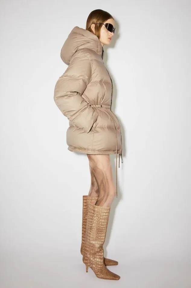 Acne Studios Outerwear Woman Hooded Puffer Jacket Mushroom Beige