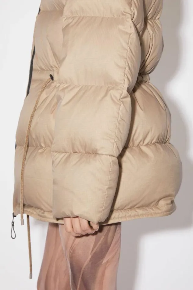 Acne Studios Outerwear Woman Hooded Puffer Jacket Mushroom Beige