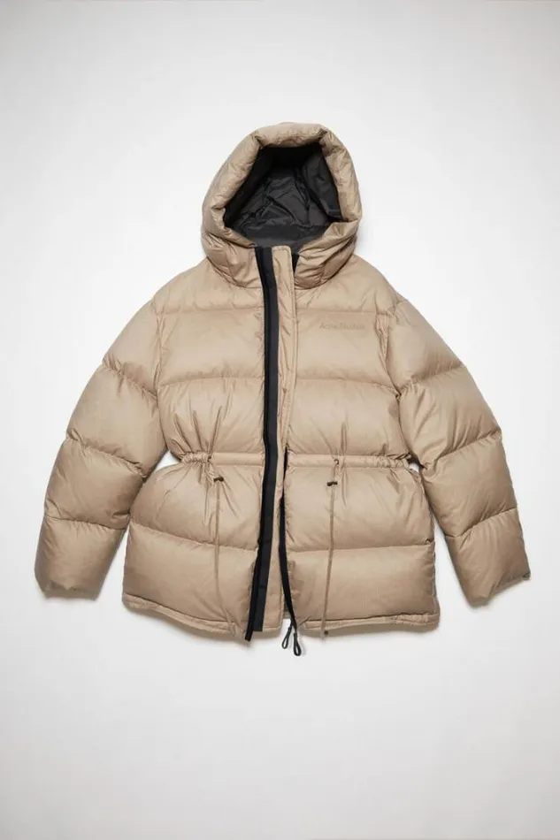 Acne Studios Outerwear Woman Hooded Puffer Jacket Mushroom Beige