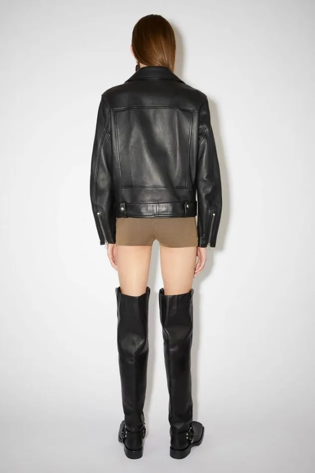 Acne Studios Outerwear Woman Leather Biker Jacket Black