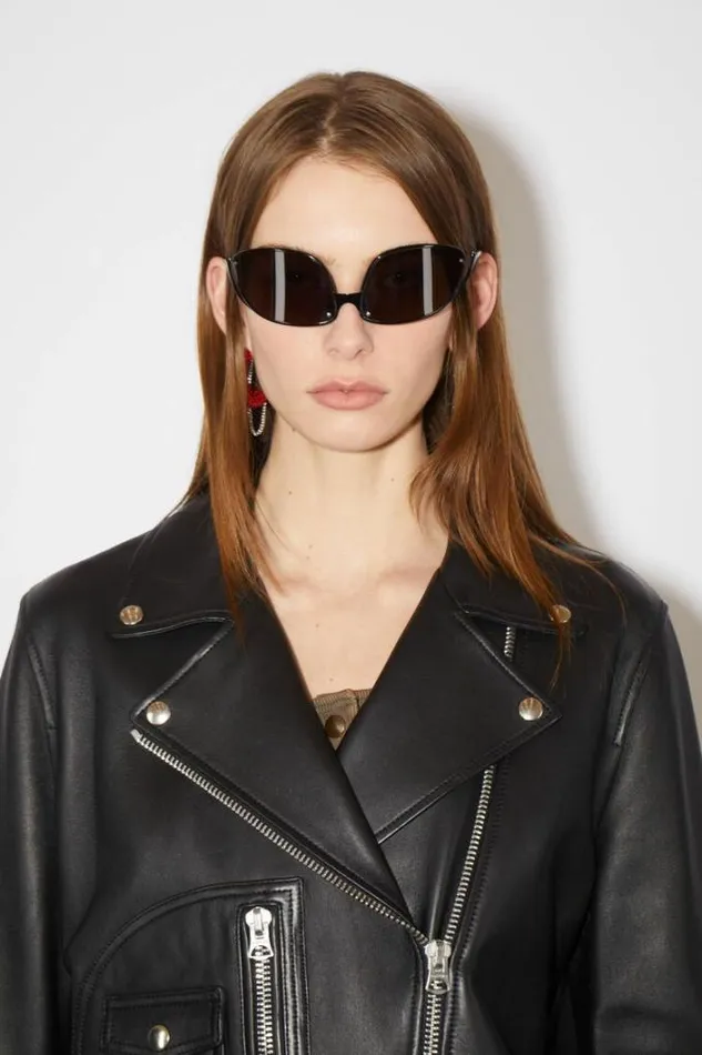 Acne Studios Outerwear Woman Leather Biker Jacket Black