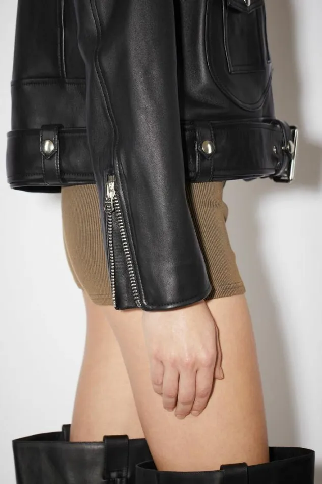 Acne Studios Outerwear Woman Leather Biker Jacket Black