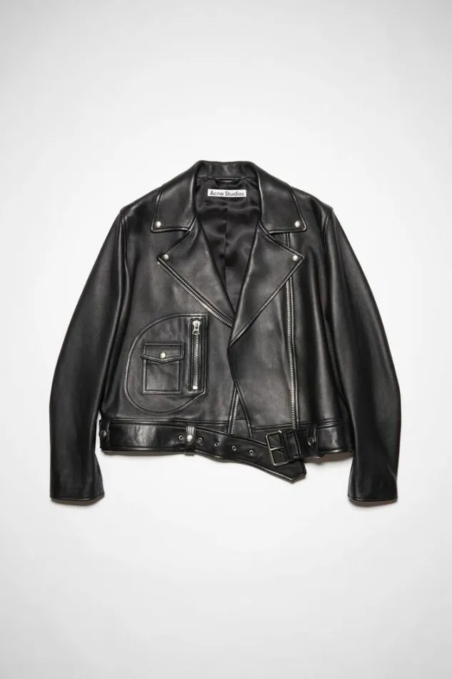 Acne Studios Outerwear Woman Leather Biker Jacket Black