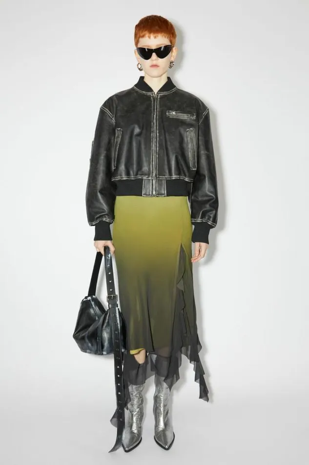Acne Studios Outerwear Woman Leather Bomber Jacket Black