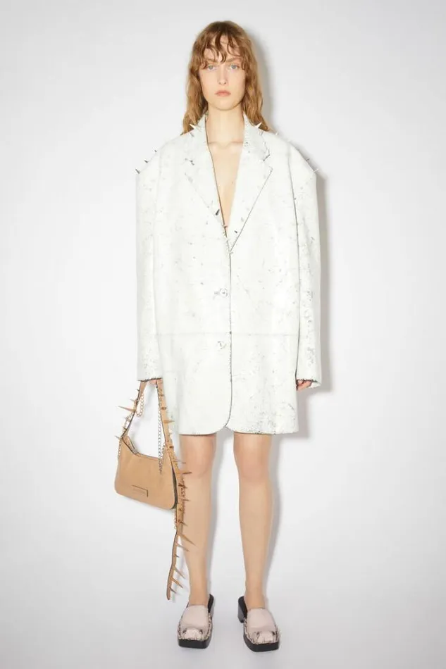 Acne Studios Outerwear Woman Leather Singlebreasted JacketRunway Show Cold White