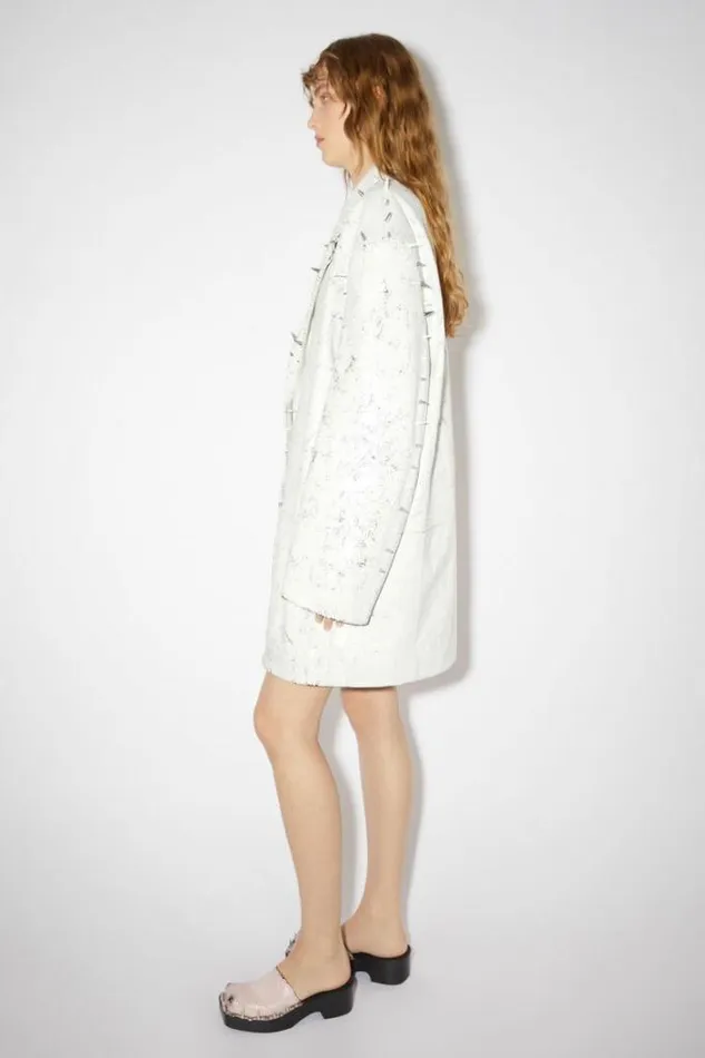 Acne Studios Outerwear Woman Leather Singlebreasted JacketRunway Show Cold White