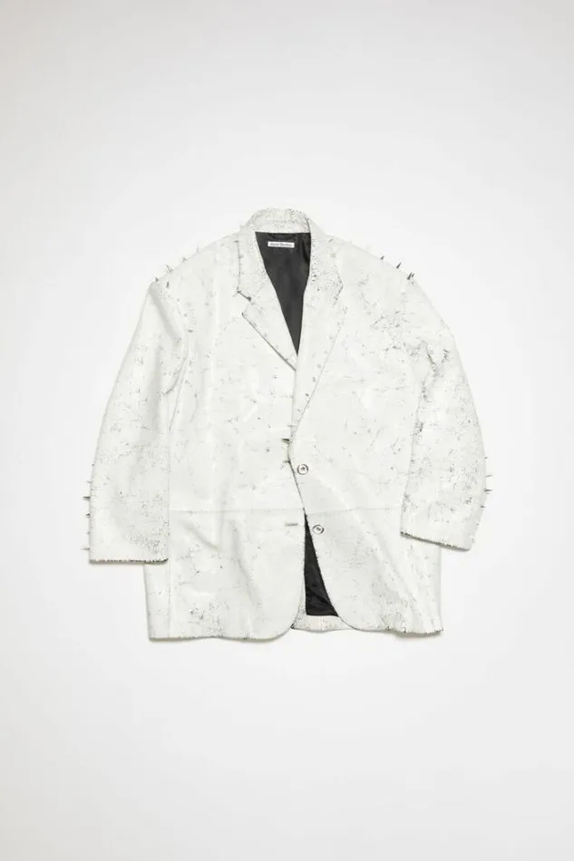 Acne Studios Outerwear Woman Leather Singlebreasted JacketRunway Show Cold White