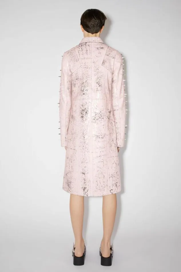 Acne Studios Outerwear Woman Leather Singlebreasted Spike CoatRunway Show Light Pink