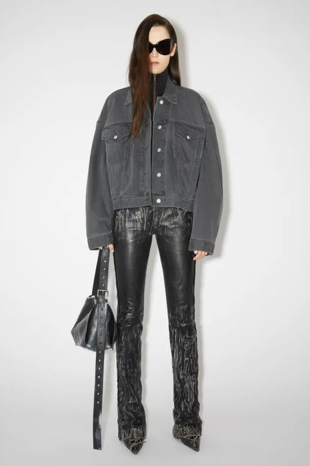 Acne Studios Outerwear Woman Loose Fit Denim Jacket Dark Grey