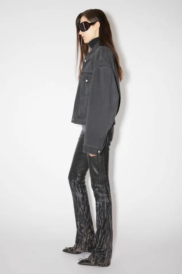 Acne Studios Outerwear Woman Loose Fit Denim Jacket Dark Grey
