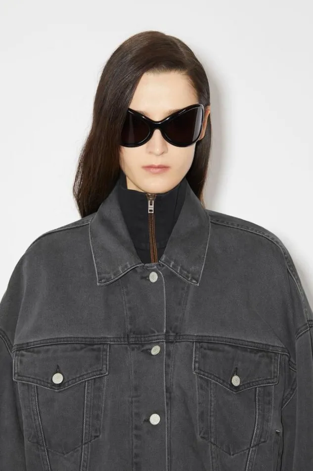 Acne Studios Outerwear Woman Loose Fit Denim Jacket Dark Grey