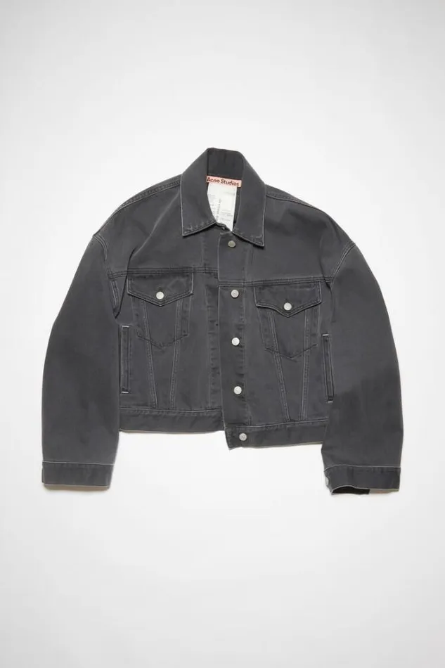 Acne Studios Outerwear Woman Loose Fit Denim Jacket Dark Grey