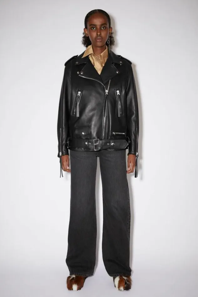 Acne Studios Outerwear Woman Oversized Biker Jacket Black