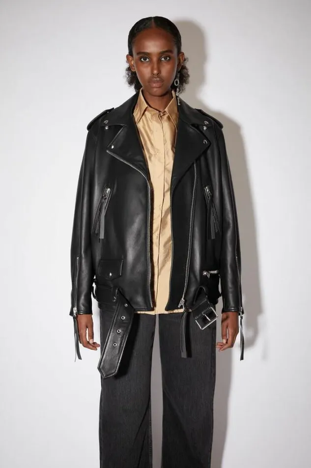 Acne Studios Outerwear Woman Oversized Biker Jacket Black