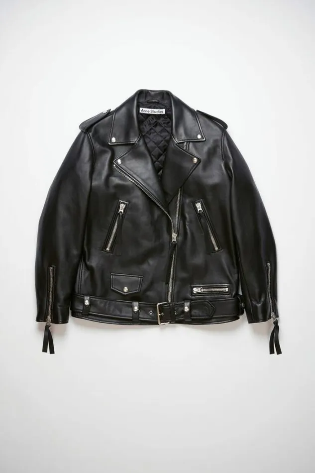 Acne Studios Outerwear Woman Oversized Biker Jacket Black