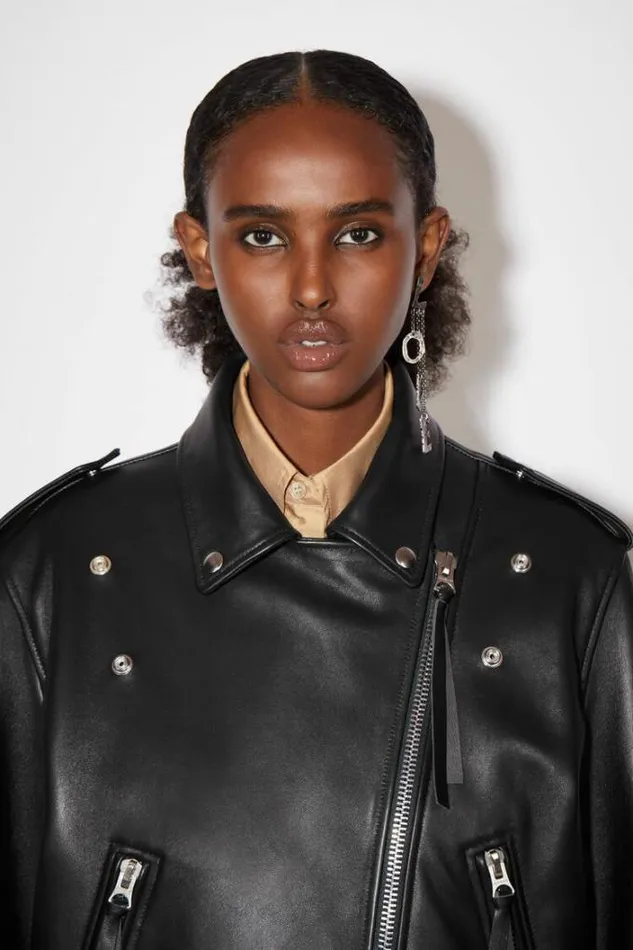 Acne Studios Outerwear Woman Oversized Biker Jacket Black