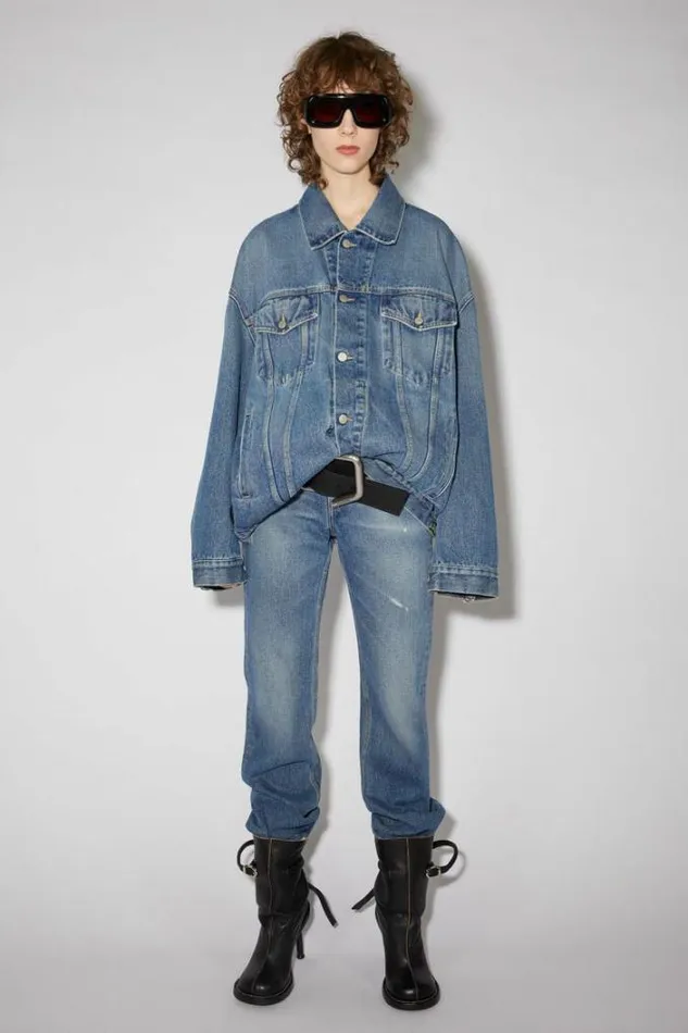 Acne Studios Outerwear Woman Oversized Denim Jacket Mid Blue