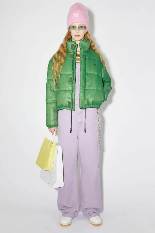 Acne Studios Outerwear Woman Puffer Face Logo JacketUnisex Dusty Green