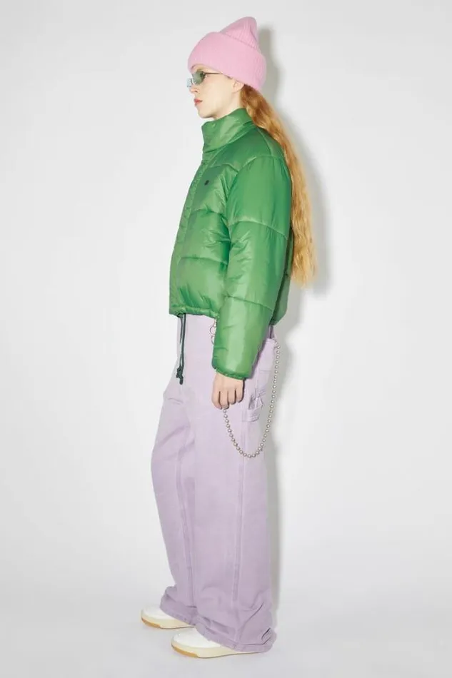Acne Studios Outerwear Woman Puffer Face Logo JacketUnisex Dusty Green