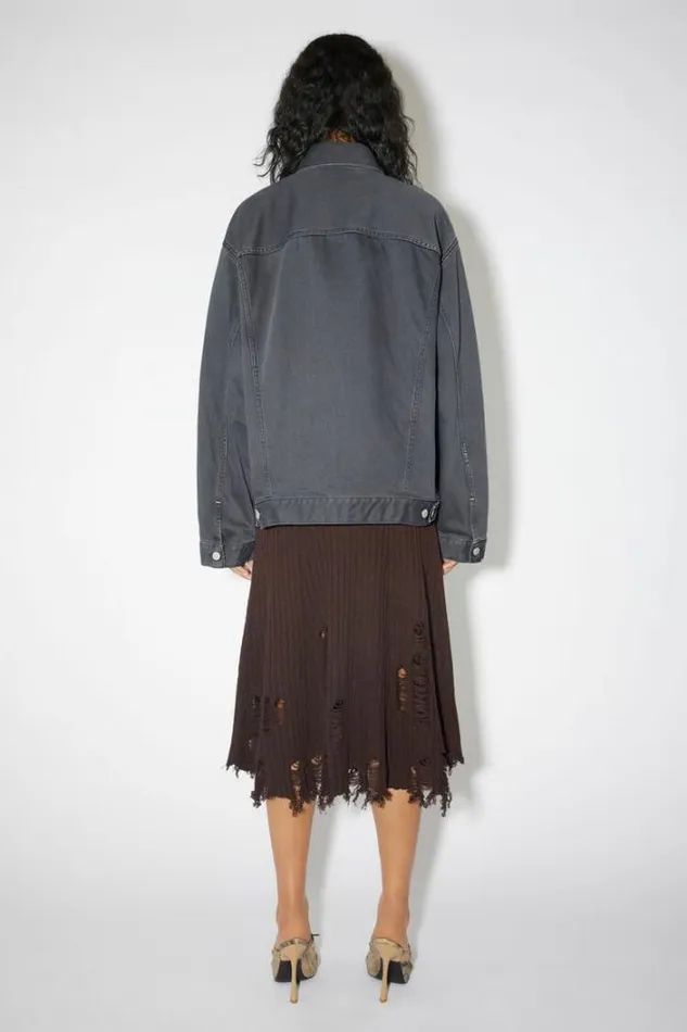 Acne Studios Outerwear Woman Relaxed Fit Denim Jacket Dark Grey