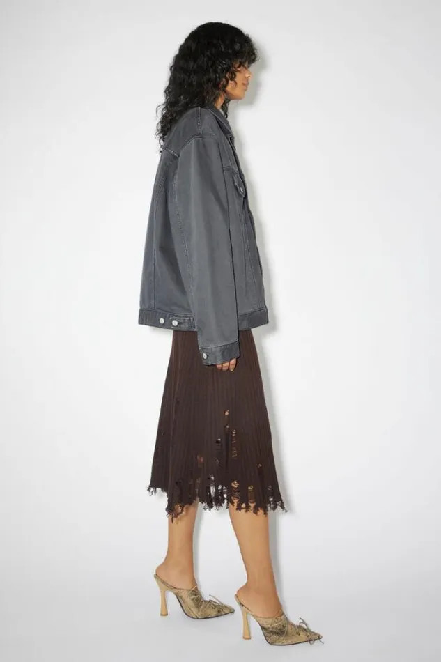 Acne Studios Outerwear Woman Relaxed Fit Denim Jacket Dark Grey