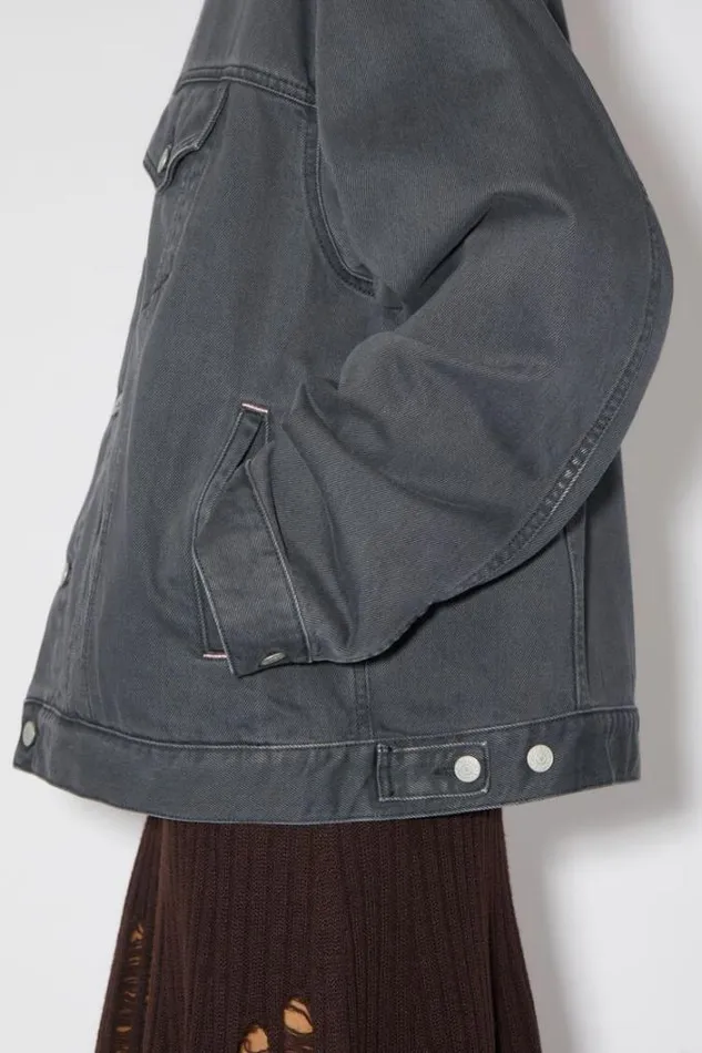Acne Studios Outerwear Woman Relaxed Fit Denim Jacket Dark Grey