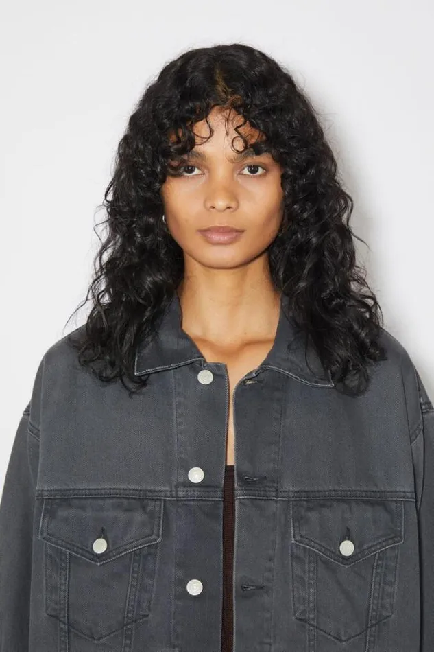 Acne Studios Outerwear Woman Relaxed Fit Denim Jacket Dark Grey