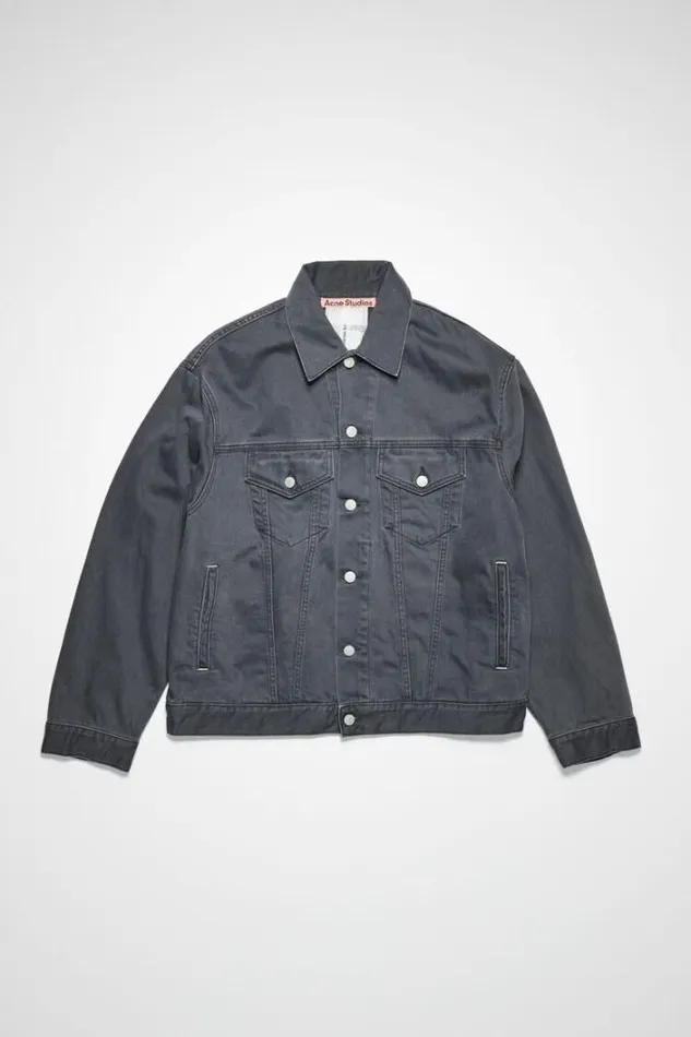 Acne Studios Outerwear Woman Relaxed Fit Denim Jacket Dark Grey