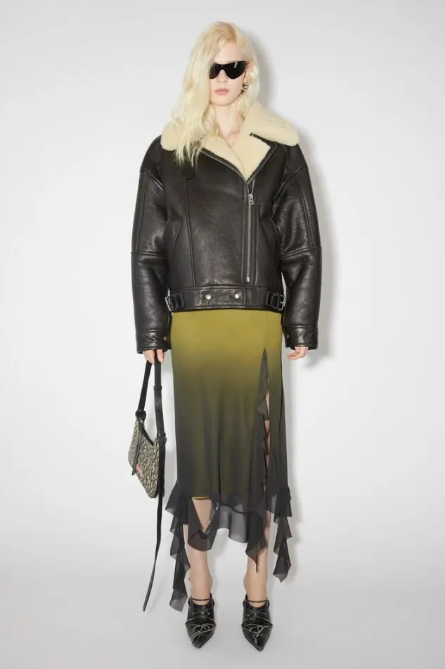 Acne Studios Outerwear Woman Shearling Jacket Dark BrownBeige